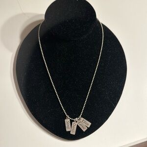 8.5” .925 Silver chain tag inspired necklace LIVE LOVE DANCE SING